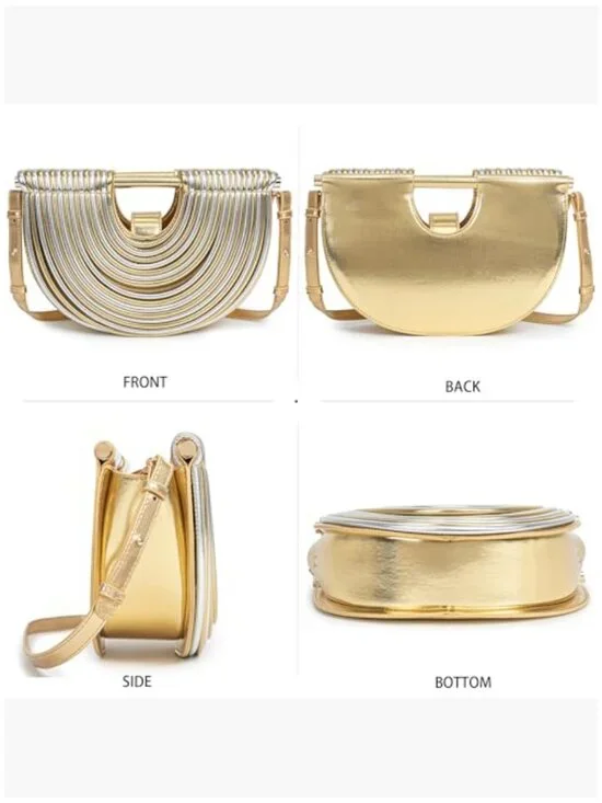 PU Vegan Soft Leather Woven Evening Clutch Purse with Adjustable Strap - Picture 3 of 7